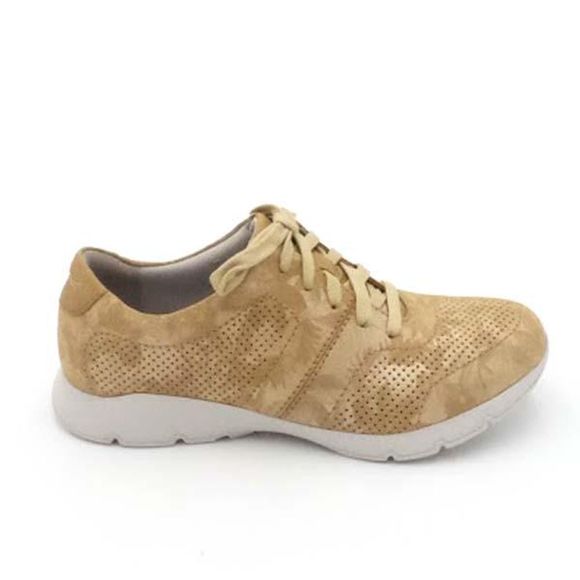 Dansko Leather or Nubuck Lace-up Sneakers Alissa Gold - Medium - Picture 1 of 5